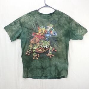 THE MOUNTAIN T-Shirt Sz XL Green Tie-Dye Frog Pile 100% Cotton USA Retro